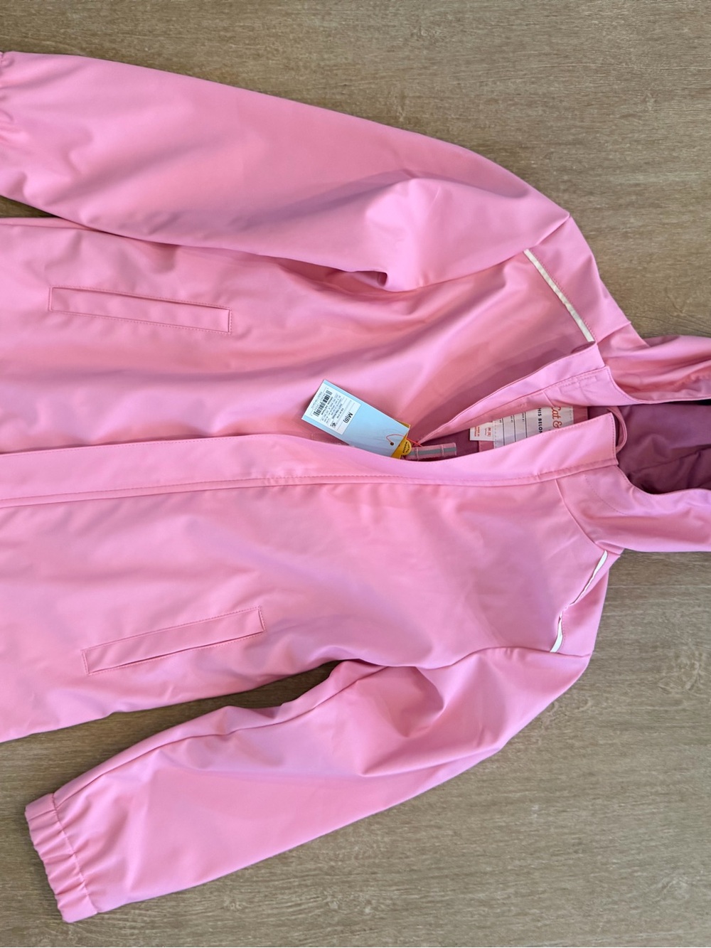 Cat & Jack Girls Pink Hooded Rain Jacket NWT Size M (8) Waterproof - Picture 2 of 9